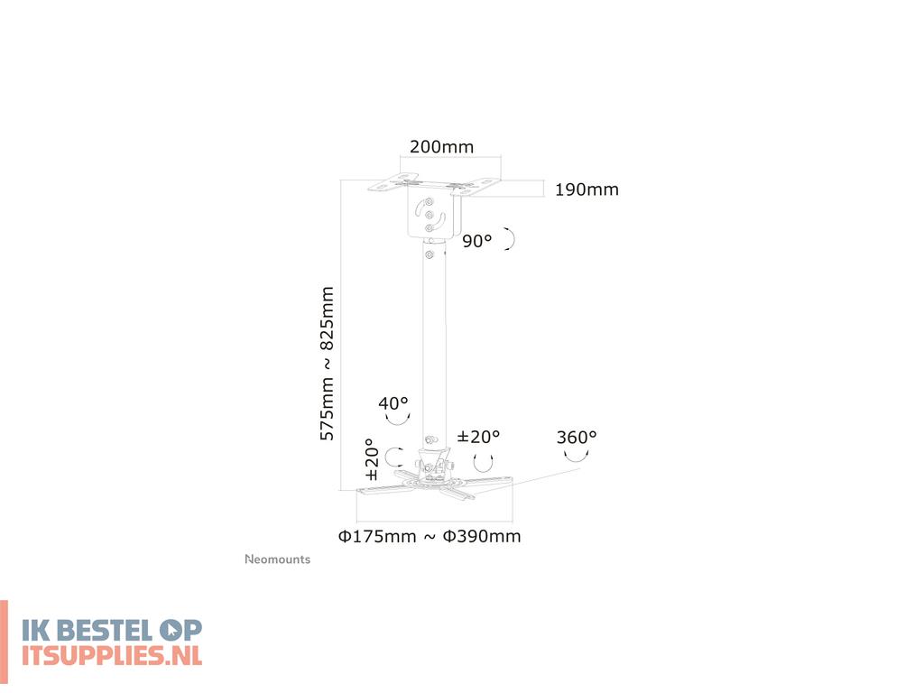 3319090-neomounts_beamer-c100_projector_beugel_plafond_zilver