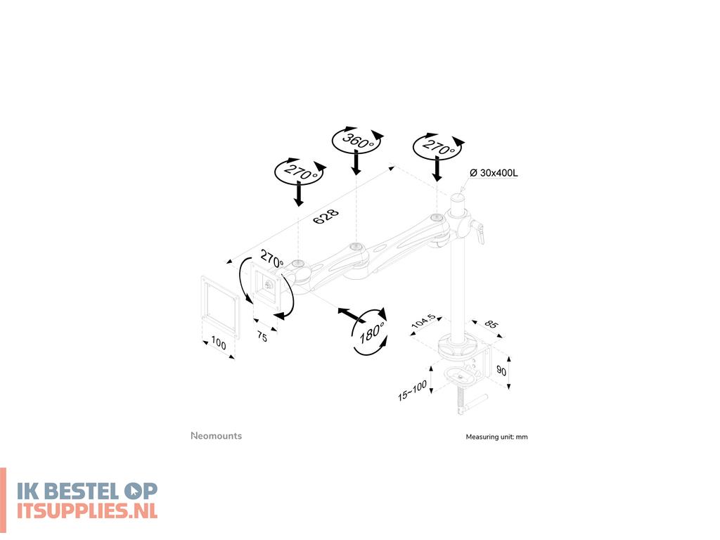 0743700-neomounts_fpma-d930_flat_panel_bureau_steun_76-2_cm_30_zilver