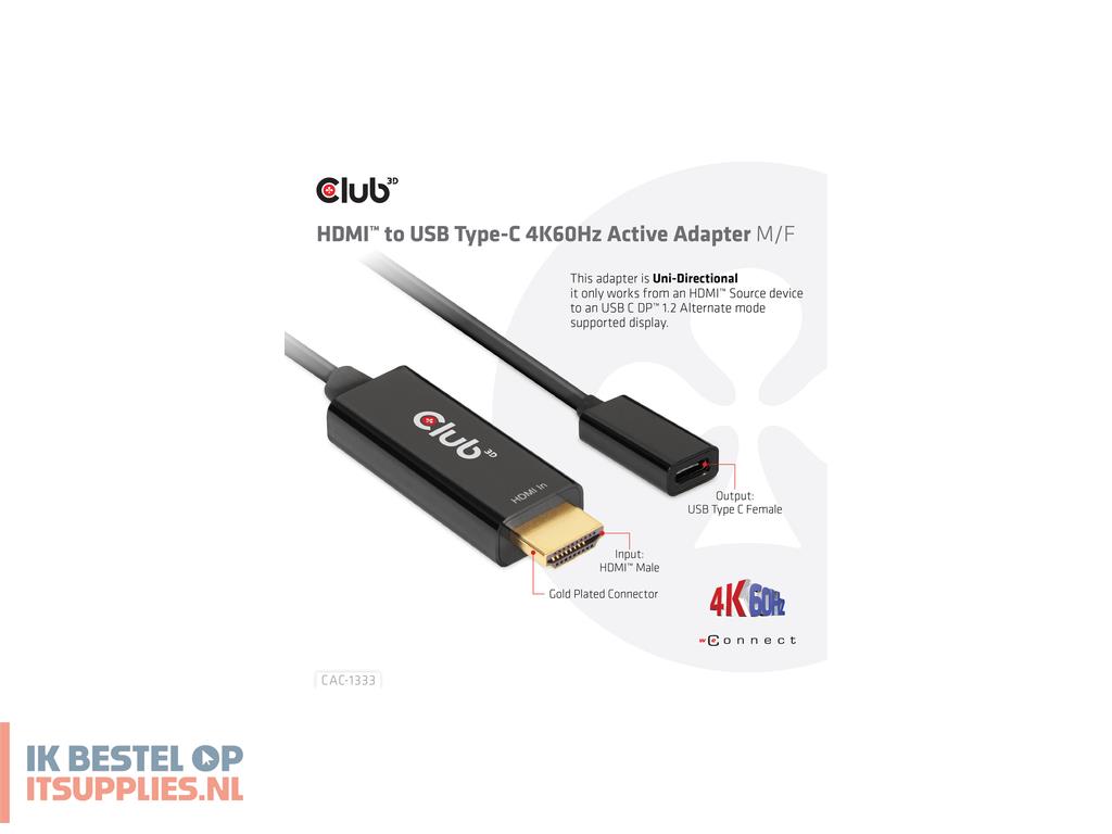 0229196-club3d_cac-1333_video_kabel_adapter_0-22_m_hdmi_type_a_standaard_zwart
