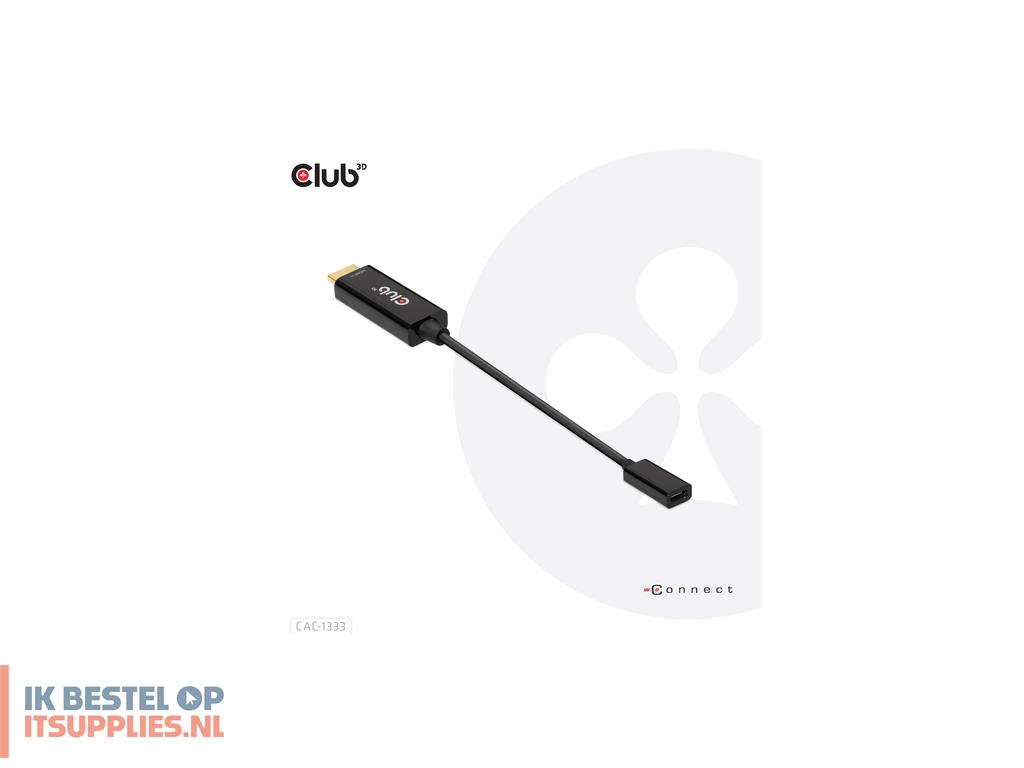 0230756-club3d_cac-1333_video_kabel_adapter_0-22_m_hdmi_type_a_standaard_zwart