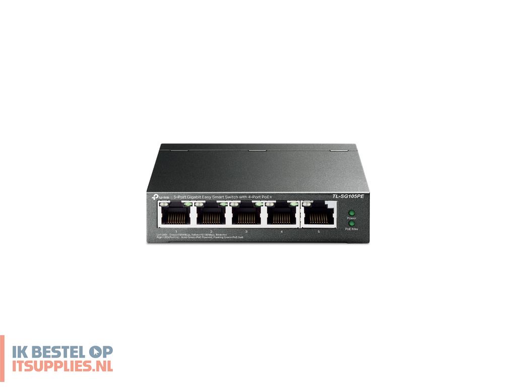 1542792-tp-link_tl-sg105pe_netwerk-switch_managed_l2_gigabit_ethernet_101001000_power_over_ethernet_poe_zwart