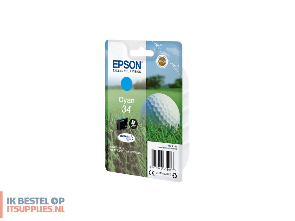 0308125-epson_golf_ball_c13t34624010_inktcartridge_1_stuks_origineel_normaal_rendement_cyaan