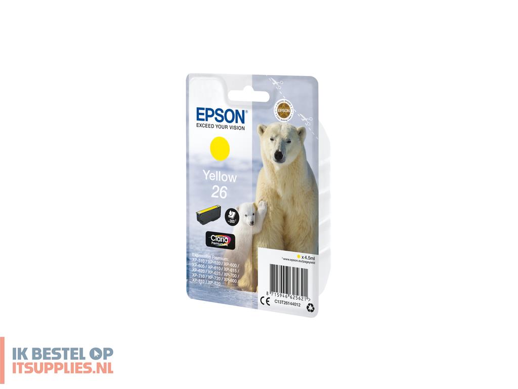 2020673-epson_polar_bear_c13t26144022_inktcartridge_1_stuks_origineel_normaal_rendement_geel