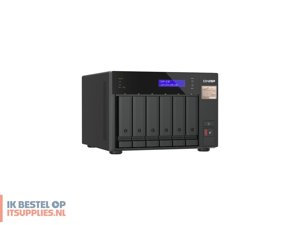 0913236-qnap_qvp-63b_data-opslag-server_nas_tower_intel_core_i3_16_gb_ddr4_0_tb_zwart