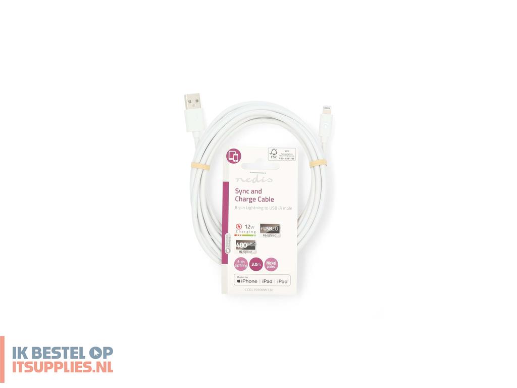 1859191-nedis_ccgl39300wt30_lightning-kabel_3_m_wit